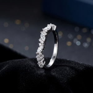 Conjunto de Joyería UM, Moderno, Unisex, con Circonitas, Chapado en Rodio, Media Eternidad, para Novia, Regalo de Aniversario, Corte Marquesa y Redondo - Product Image 2
