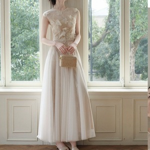 French Gentle <b>White</b> <b>Lace</b> Dress with Three-Dimensional Butterfly Embroidery and Waist Cinching Sleeveless Skirt - Product Image 3