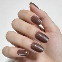 Faux ongles en ABS faits main sur mesure, couvrance totale, forme amande française, avec paillettes fines, pour revendeurs en gros - Manisky Nail Patches