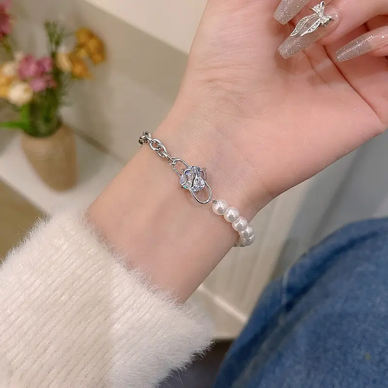 grade sense light luxury crystal pearl couple bracelet women's niche exquisite new trendy simple and versatile bracelet