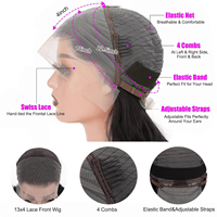 Perruque en cheveux humains avec dentelle frontale 13x4, noir naturel, ondulations volumineuses, cheveux de bébé naturels, raie libre, plusieurs tailles de 8 à 32 pouces pour femmes