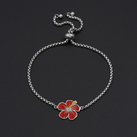 Bracelet en acier inoxydable avec breloque fleur d'hibiscus hawaïenne pour femme, cadeau d'anniversaire pour mère, bijoux de Guam et de Porto Rico # 511962