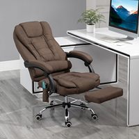 Chaises de bureau de direction, de chef et de cadre, en tissu brun, en coton et en lin, à hauteur réglable, avec repose-pieds, massage doux, vente chaude