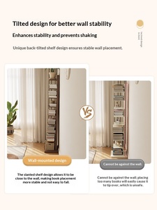 Bibliothèque en bois massif, style moderne et luxueux, table de chevet, étagère de rangement multi-niveaux, rangement vertical <span class=keywords><strong>invisible</strong></span>, chambre à coucher, maison, petit appartement SJ025 - Product Image 2