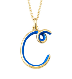 Milskye semplice moda gioielli raffinati per le donne in argento 925 14k oro <span class=keywords><strong>lettera</strong></span> <span class=keywords><strong>C</strong></span> <span class=keywords><strong>collana</strong></span> ciondolo mezza smalto cobalto ciondolo <span class=keywords><strong>collana</strong></span> - Product Image 6
