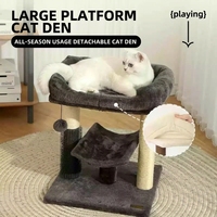 Arbre à chat avec plateforme de saut compacte, structure d'escalade, colonnes à griffer en sisal et nid, design noir et blanc, résistant à l'usure, jouet pour chat
