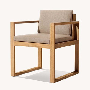 Ensemble de salle à manger moderne et confortable en teck avec chaises et table, revêtement en tissu performant pour la maison, le bar, l'hôtel, le jardin - Product Image 3