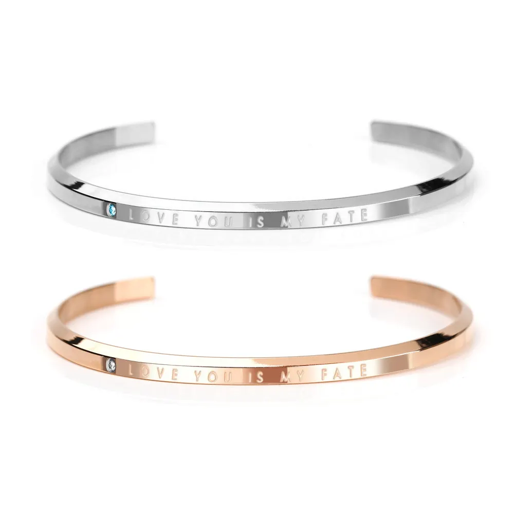 Valentine's Day Gifts Fashion Stainless Steel Jewelry Couples One Stone Cuff Bangles Bracelets