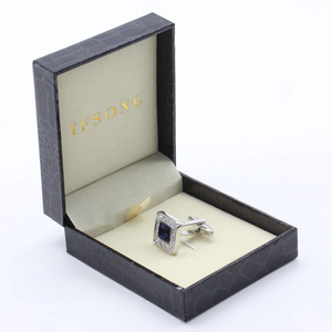 Cheap Jewelry Tie Clip Box Black Jewelry Ring Case With Crocodile Paper Men Accessories Package