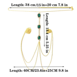 Chaîne de corps tendance, cristal vert carré, chaîne de poitrine sexy, accessoires pour femmes, chaîne de corps - Product Image 5