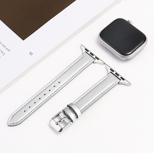 Bracelet fin en cuir véritable première couche avec boucle ardillon 14MM pour Apple Watch 4/5/6/7/8/SE - Product Image 1