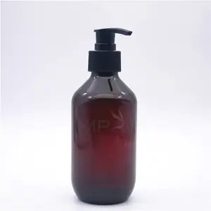 Toptan özel plastik ambalaj şampuan şişeleri siyah pompa ile 300ml