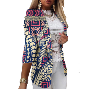 Direktvertrieb Damen Freizeitanzüge Elegante Gerade Polynesische Hawaii Blumenmuster Wärmeübertragungsdruck Damen <span class=keywords><strong>Blazer</strong></span> - Product Image 3