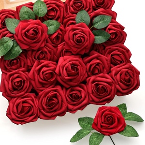 <span class=keywords><strong>50</strong></span> pezzi <span class=keywords><strong>rose</strong></span> <span class=keywords><strong>rosse</strong></span> finte di alta qualità per fai da te Bouquet da sposa centrotavola doccia casa fiori decorazioni disposizione - Product Image 1