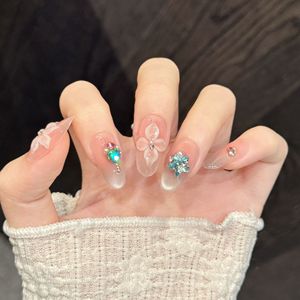 เล็บ<span class=keywords><strong>ปลอม</strong></span>แบบกดติด ทำมือ ลายตาแมว<span class=keywords><strong>ส</strong></span>ีนู้ดอ่อน  แบบสั้น เงางาม <span class=keywords><strong>ส</strong></span>ีชมพูนม ประดับหัวใจสีเขียว ดาวสีน้ำเงิน และอัญมณีสีแดงเม็ดเล็ก - Product Image 5