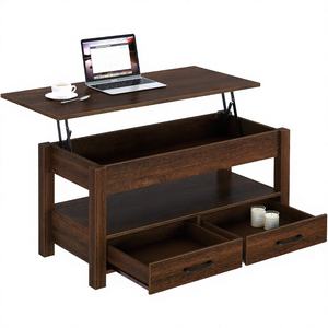 Mesa de Centro Convertible Wayon, Moderna, Retro, Resistente y Ecológica, con Compartimento Oculto, Panel de Madera Marrón Rústico Antiguo - Product Image 2