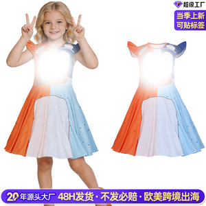Robe à manches bouffantes de dessin animé, Costume de spectacle de scène orange pour filles, vêtements de cosplay pour Halloween - Product Image 2