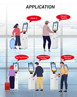 21,5" Aéroport Lobby Option Carte d'embarquement Kioske d'impression Lecteur de passeports Aéroport Enregistrement Kioske de lib