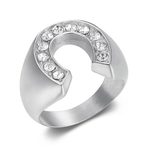 Acier inoxydable Zircon Micro Insert Mode Cheval <span class=keywords><strong>Sabot</strong></span> C U Forme Anneaux CZ Diamant 18K Or PVD Plaqué Vide Offre Spéciale - Product Image 5