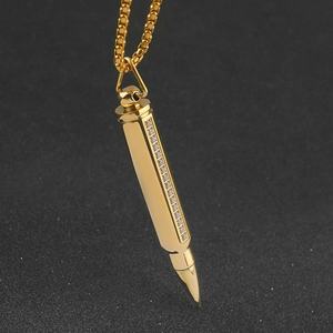 Collar con Colgante de Bala de Acero Inoxidable Estilo Hip Hop, Chapado en Oro de 18K con Circonitas, para Hombre - Product Image 3