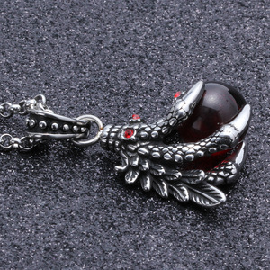Collar con colgante de garra de dragón, acero inoxidable, cristal, diamantes de imitación, unisex, uso diario - Product Image 2