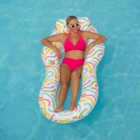 Fauteuil flottant gonflable personnalisable avec appui-tête en maille et fragments colorés, hamac aquatique pour adultes, idéal pour piscine et plage en été