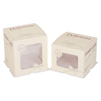 Boîte d'emballage carrée haute en carton pour gâteau d'anniversaire, tailles 5, 6 et 8 pouces, avec fenêtre