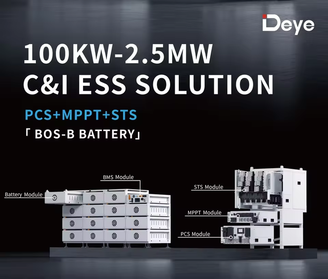 Deye Battery BOS-B 215kWh 100kw MPPT Indoor C&I ESS Solution Rack-mounted 14.3kWh 280Ah 215kWh LiFePO4 HV Lithium Battery