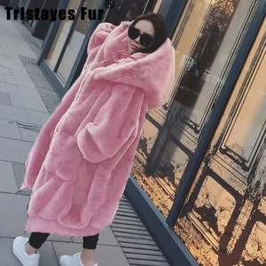 Cappotto da <span class=keywords><strong>Donna</strong></span> alla Moda in Ecopelliccia <span class=keywords><strong>Oversize</strong></span> Invernale Caldo Lungo con Cappuccio Reversibile Impermeabile Taglia XL in Tessuto Rex - Product Image 5