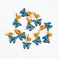 AliLeader Cheveux Africains Alliage Métal Coloré Bleu Violet Papillon Charms Cheveux Pendentif Poignets Anneaux Tresse Dreadlock Accessoires