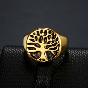 Hip-hop Stainless Steel Viking Jewelry Unisex Fashionable Punk Tree Life <b>Ring</b> High Quality Inlay for Engagement Party - Product Image 3