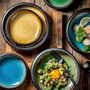 Platos de cena con esmalte dividido en hielo único, vajilla de porcelana <span class=keywords><strong>para</strong></span> restaurantes de lujo, platos de cerámica redondos de porcelana a granel baratos - Product Image 6