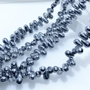 6*10mm perles de cristal goutte d'eau bricolage collier Bracelet accessoires trou transversal perles de verre de larme lisse pour la fabrication de bijoux