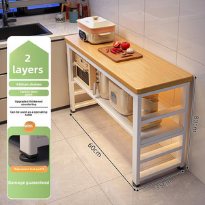 Étagère de <span class=keywords><strong>cuisine</strong></span> longue et moderne, multifonctionnelle, en métal, pour four à <span class=keywords><strong>micro</strong></span>-ondes, préparation des repas, découpe de légumes, îlot de préparation culinaire - Product Image 5