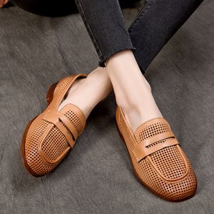 Zapatos Planos de Cuero Vacuno 100% de Primera Calidad para Mujer, Zapatos con Diseño Calado, Mocasines Trenzados para Dama, Zapatos con Punta Redonda, Diseño Personalizado - Product Image 3