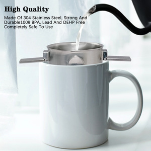 ตัวกรองกาแฟสแตนเลส 304 ถ้วยหยดแบบยืดหดได้สองชั้นแบบพกพาดีไซน์ทันสมัย - Product Image 3