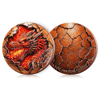 Koin Koleksi Berlapis Tembaga Murni 5 Ons dengan Cetakan Warna Telur Naga Fantasi 3D Relief Tinggi yang Retak