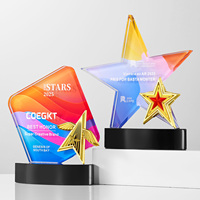 Trophée en cristal personnalisé Noble Top Performer Award avec étoile à cinq branches en métal pour la reconnaissance des meilleurs vendeurs