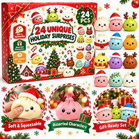 Calendrier de l'Avent de Noël : Boîte Mystère 24 Pièces – Jouets Squishy Mignons en Forme de Bao Bun pour la Décompression – Cadeau