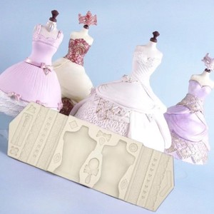 Silicone Mold For Wedding Dress Cake Fondant Piping Doll Body Rectangle 23.2x8x2 Cm Cake Decorating Supplies - Product Image 1