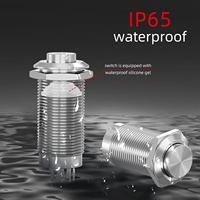 Sakelar Tombol Kuningan Baja Tahan Karat Tahan Air IP65 10A12V Arus Tinggi Kecil 12mm Lampu Self-Locking Power Start