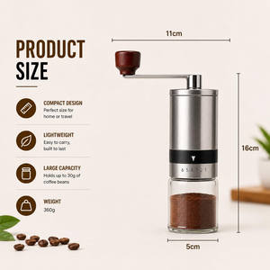 Wholesale High Quality Top Seller 304 Stainless Steel Portable Mini Manual Coffee Bean <b>Grinder</b> With Ceramic for Sale - Product Image 2