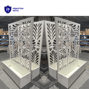 屋外装飾 カスタムメイド 大型 長方形 ガーデン フラワーボックス ポット スクリーン コンクリートブロック壁 アルミプランター - Product Image 3