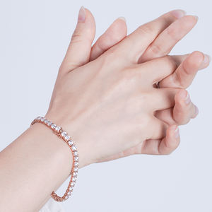 Charm Mujer Pulsera 14K Oro 4mm Moissanite Tenis Pulsera Uso diario Listo para enviar - Product Image 3