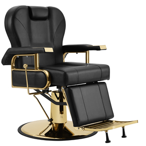 Sillón de Barbería Hidráulico Negro Dorado, Silla de Salón para Hombre con Respaldo Ergonómico y Base Cromada Giratoria 360° °   Sillón de Peluquería Giratorio y Reclinable - Product Image 6