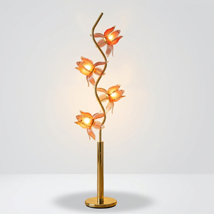 Modern Luxury Lotus Flower Standing <b>Lamp</b>, S Bend Golden Pole 4-Light Acrylic <b>Floor</b> <b>Lamp</b> for Interior Decoration - Product Image 1