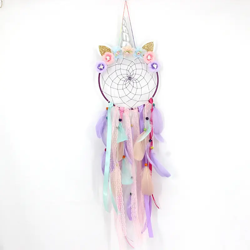 Bán Buôn Hand Made Cô Gái Kid Trẻ Em Quà Tặng Với Ánh Sáng Đa Màu Unicorn Dream Catcher Dreamcatchers Cho Trang Trí Tường