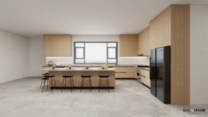 Meubles de <span class=keywords><strong>cuisine</strong></span> sur mesure pour villa australienne, laqués noirs, avec marbre sans silice, style moderne - Product Image 3