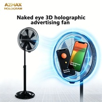 Ventilateur holographique 3D WiFi AZMAX 16 pouces avec écran LED lumineux, plus de 2000 vidéos 3D gratuites pour l'affichage en magasin et les salons professionnels