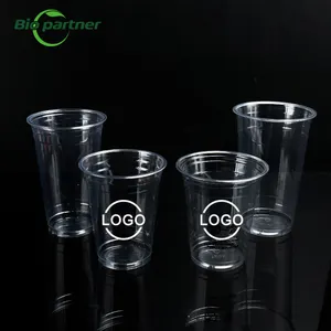 Manufacturer Eco-friendly Cold Drinking Coffee Compostable PLA PET Cup Compostable Plastic Bubble Tea Drink Cup With Lids